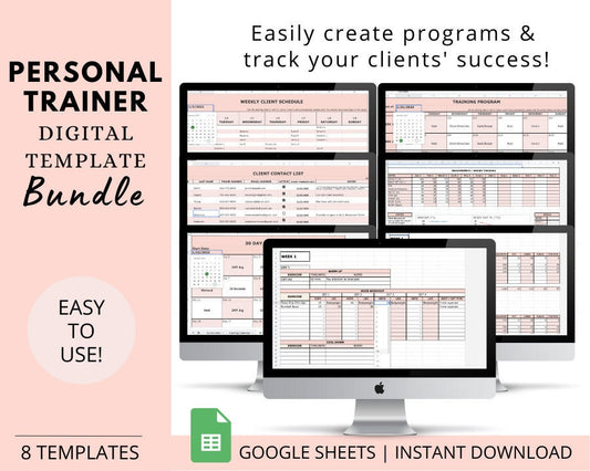 Personal Trainer Spreadsheet Template Bundle: Create Programs and Track Clients