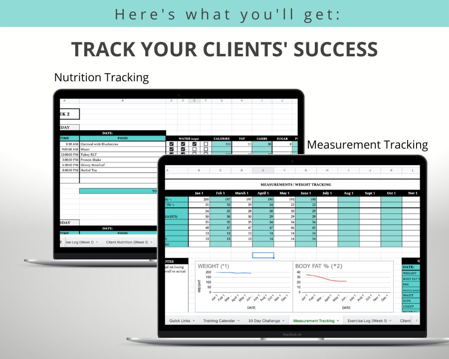 Personal Trainer Template Program Bundle for Google Sheets:Spreadsheets Bundle For Client Management