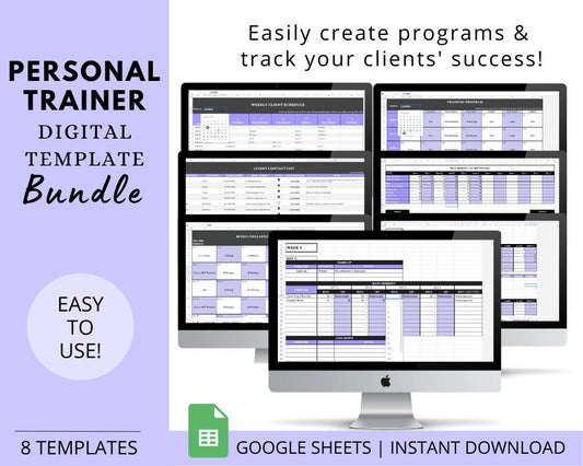 Personal Trainer Template Bundle (Purple): Build Workout & Nutrition Programs & Client Management