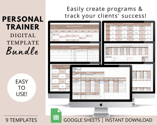 Personal Trainer Template Bundle (Nude) | Build Workout, Nutrition & Client Management Programs