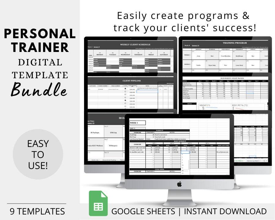 Personal Training Template Bundle: Digital Workout Program For In Person & Remote Coaches