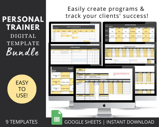 Personal Trainer Program Template for Personal Digital Training Programs / BUNDLE / Exercise Logs / Client Tracking / Google Sheets Template